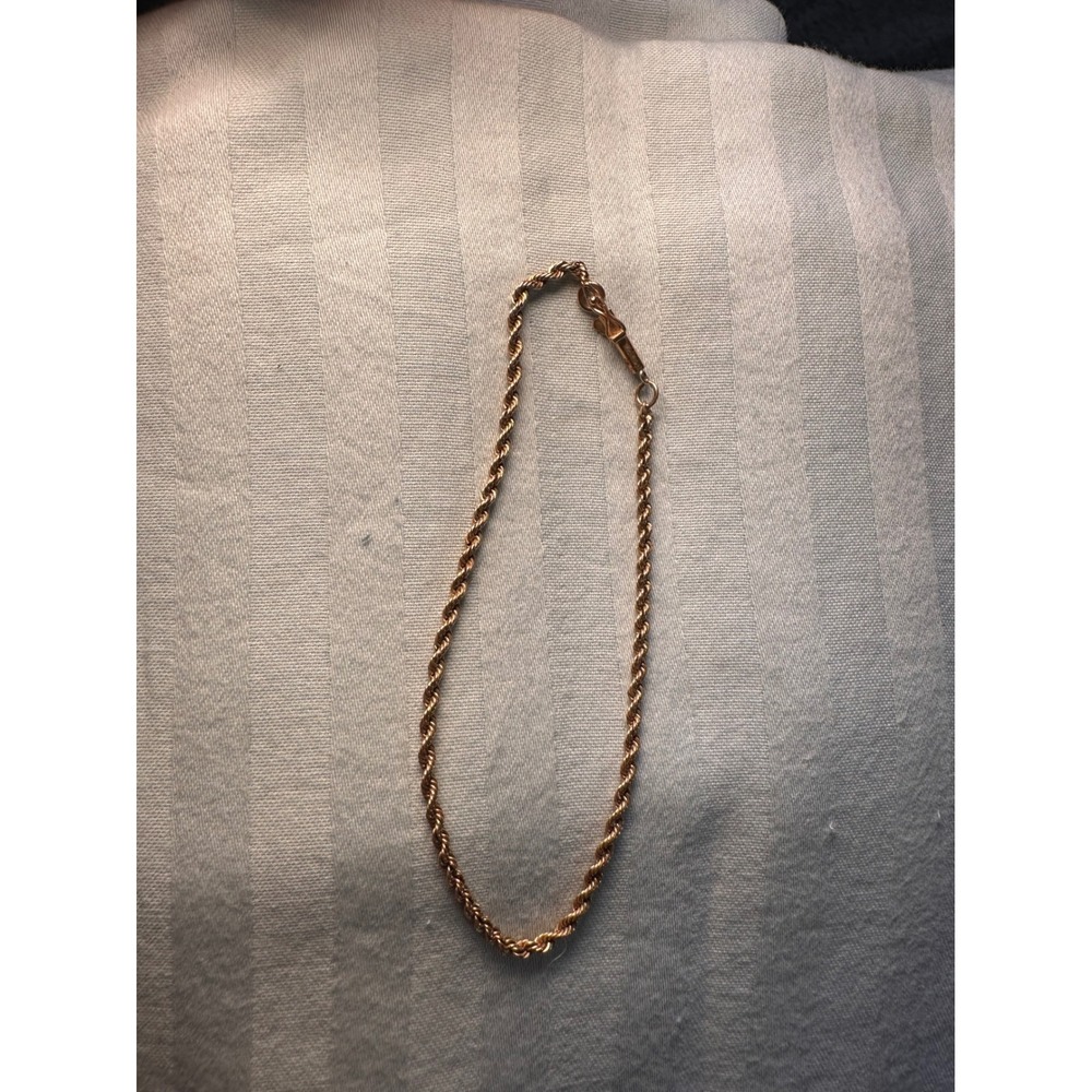 Vintage 14K Yellow Gold Rope Chain Bracelet 8 Inch 3.0g Solid Gold